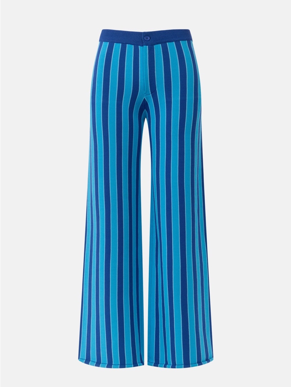 Smythson Blue Striped Wide-Leg Knit Trousers